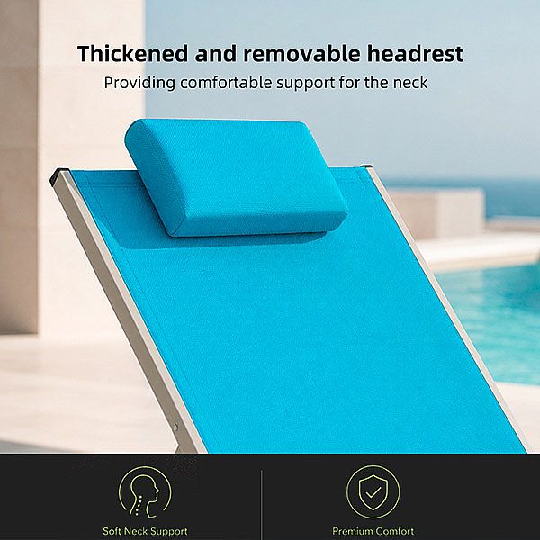 Chaise longue de jardin pliable en gros, avec dossier réglable à plusieurs niveaux et appui-tête amovible, pour terrasse au bord de la piscine - 11D25K