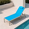 Chaise longue de jardin pliable en gros, avec dossier réglable à plusieurs niveaux et appui-tête amovible, pour terrasse au bord de la piscine - 11D25K