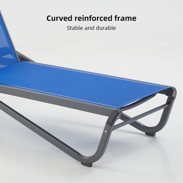 Fourniture en gros de chaises longues d'extérieur réglables, en tissu maillé respirant enduit de PVC - 11D25L