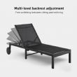 Chaise longue d'extérieur en métal avec roulettes et tissu en maille respirante, vendue en gros, pour les terrasses et les bords de piscine - 11D25O