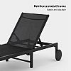 Chaise longue d'extérieur en métal avec roulettes et tissu en maille respirante, vendue en gros, pour les terrasses et les bords de piscine - 11D25O