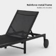 Chaise longue d'extérieur en métal avec roulettes et tissu en maille respirante, vendue en gros, pour les terrasses et les bords de piscine - 11D25O