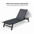 Chaise longue d'extérieur en gros, 550 g, surface en maille respirante, dossier réglable, structure en kit (KD), pour les espaces piscine - 11D25P