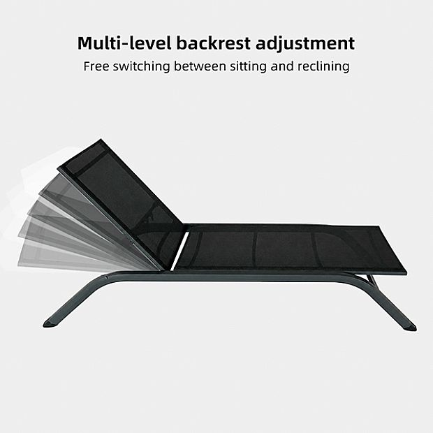 Vente en gros : transat d'extérieur à structure incurvée en aluminium, filet enduit de PVC, dossier réglable, profil bas, pour terrasse ou bord de piscine - 11D25Q