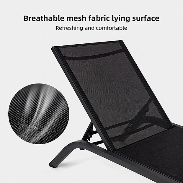 Vente en gros : transat d'extérieur à structure incurvée en aluminium, filet enduit de PVC, dossier réglable, profil bas, pour terrasse ou bord de piscine - 11D25Q