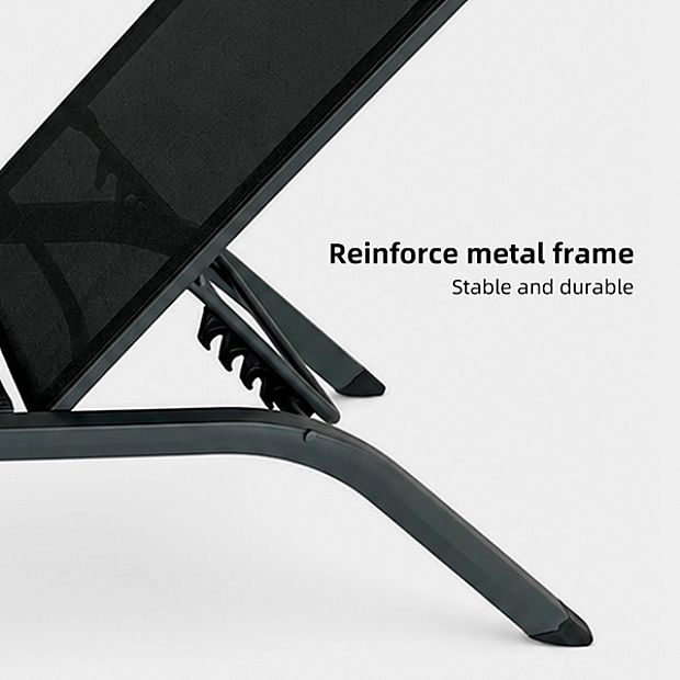 Vente en gros : transat d'extérieur à structure incurvée en aluminium, filet enduit de PVC, dossier réglable, profil bas, pour terrasse ou bord de piscine - 11D25Q