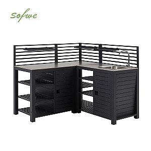 Ensemble de cuisine d'extérieur en aluminium avec plan de...