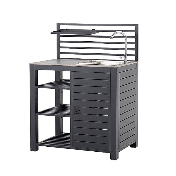 Ensemble de cuisine d'extérieur en aluminium avec plan de travail en pierre frittée - 11D13A