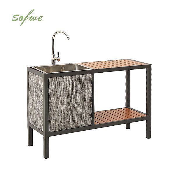 Ensemble de cuisine extérieure en aluminium avec porte en textilène - 11D13B