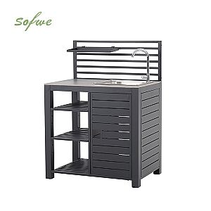 Plan de travail de cuisine extérieure en aluminium avec...