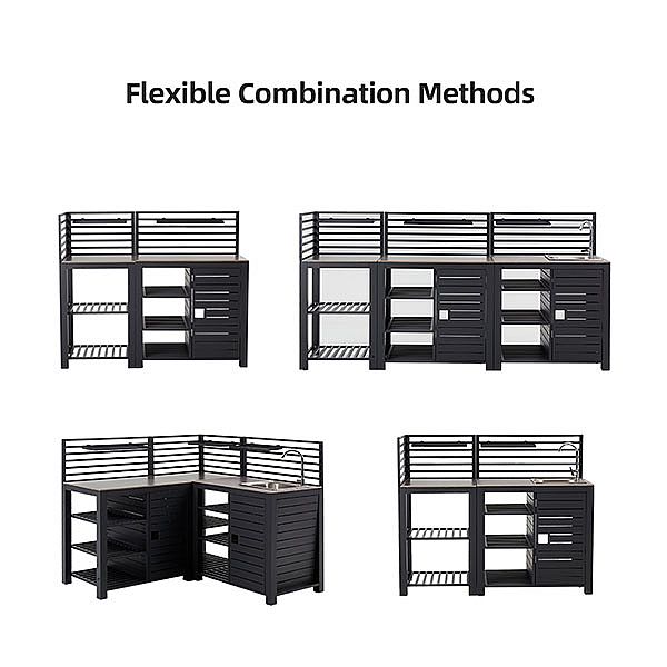 Table de jardin/cuisine d'extérieur modulaire et flexible avec cadre en aluminium - 11D13E