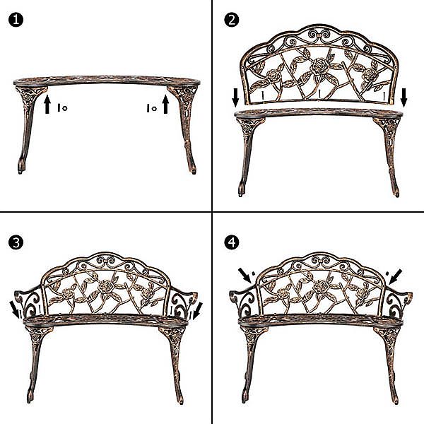 Chaise de jardin en métal en fonte d'aluminium antique d'extérieur - 10B01Z