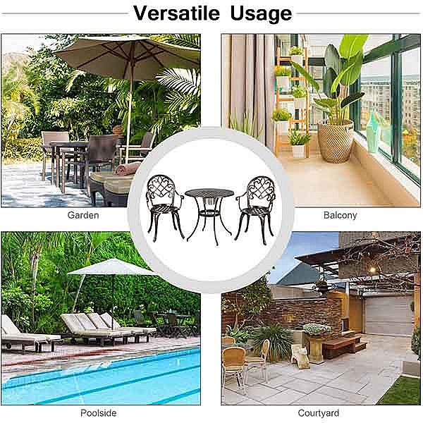 Ensemble de patio Bistro en métal antique résistant aux intempéries - 10B02E