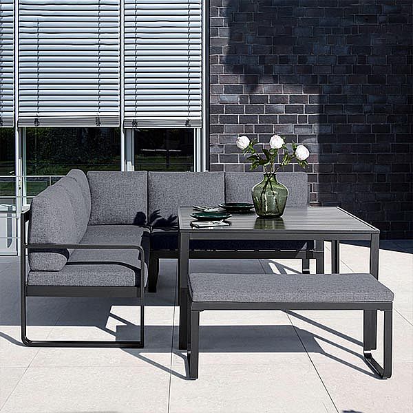 Ensemble de canapé en fonte d'aluminium avec table et tabouret - 11C01F