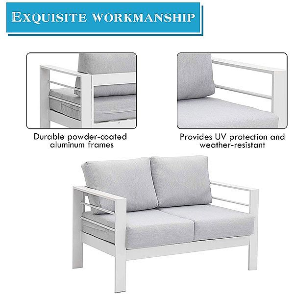 Ensemble de canapé d'extérieur 7 places en fonte et métal - 11C01M