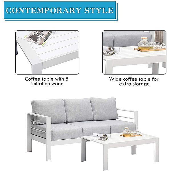 Ensemble de canapé d'extérieur 7 places en fonte et métal - 11C01M