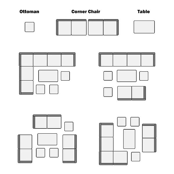 Ensemble de canapé sectionnel de jardin en osier rotin 7 pièces - 10C01D