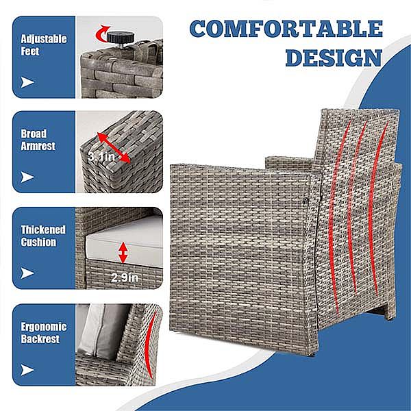 Ensemble de canapé combiné extérieur en rotin PE - 10C01E