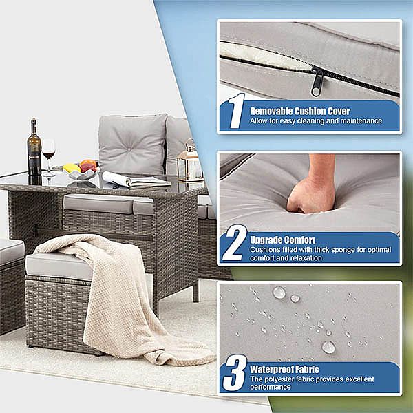 Ensemble de canapé combiné extérieur en rotin PE - 10C01E