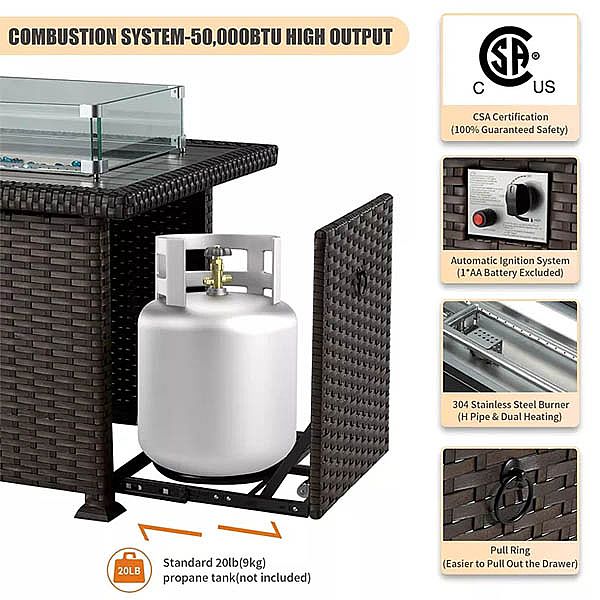 Conversation de sofa de meubles de patio en osier de rotin réglée avec le Tableau de foyer - 10C01F