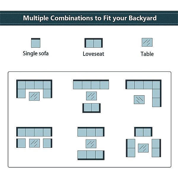 Ensemble de canapé en rotin pour loisirs de patio - 10C01I