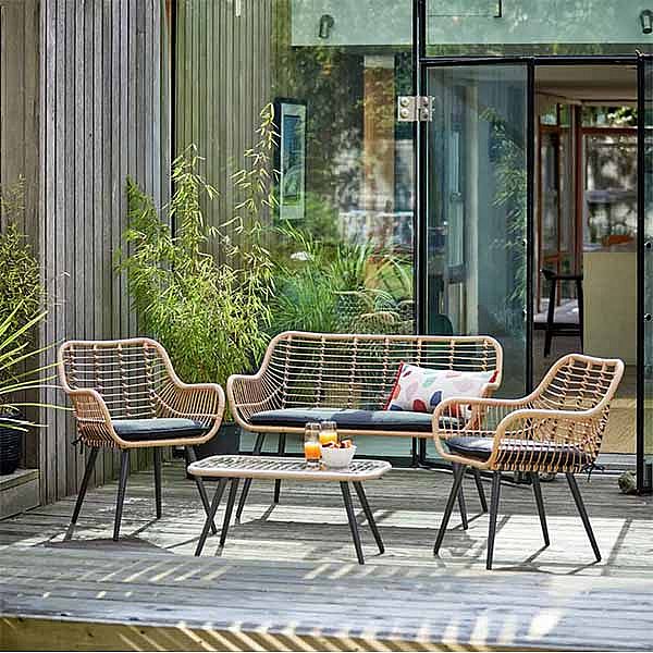 Meubles de jardin en rotin et osier 4 places - 10C01S