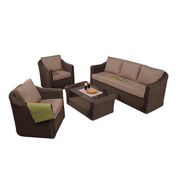 Ensemble de patio de meubles en rotin et osier mélangés à cadre en aluminium extérieur - 10C01U