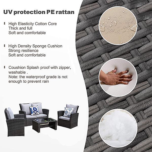 Ensemble de canapés en osier et rotin de jardin patio - 10C01Z