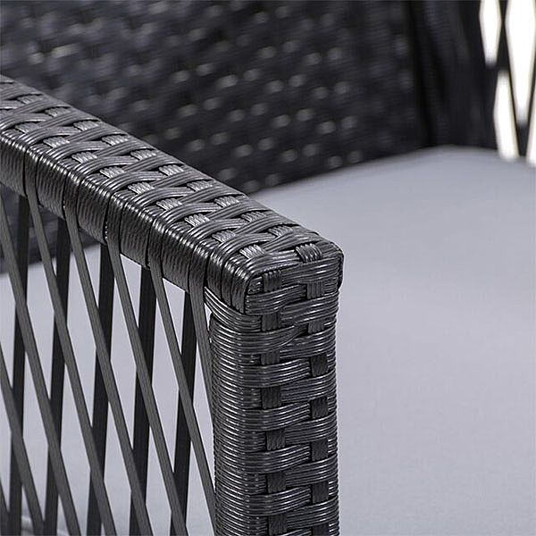 Canapé 4 pièces en rotin et osier avec plateau en verre trempé - 10C02C