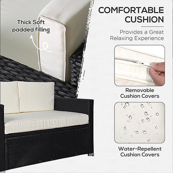 Ensemble de meubles de patio 3 pièces, canapé en osier et rotin - 10C02J