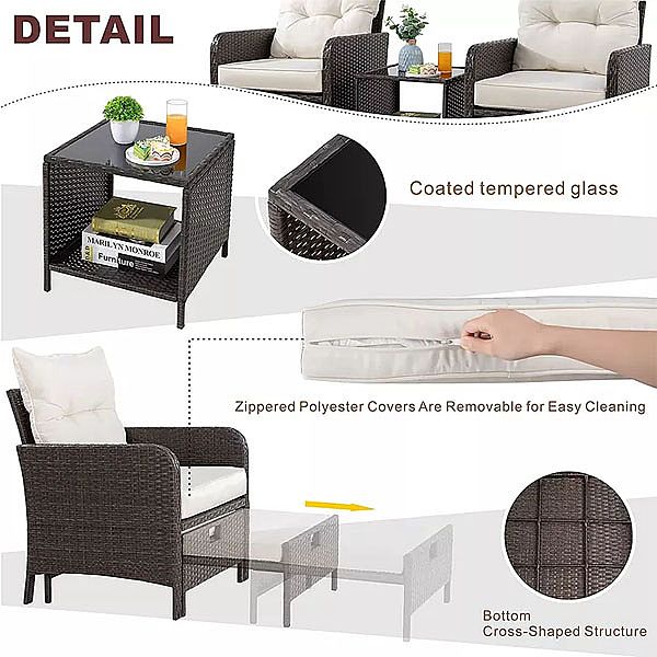 Ensemble de chaise longue en rotin 5 pièces en gros - 10C02L