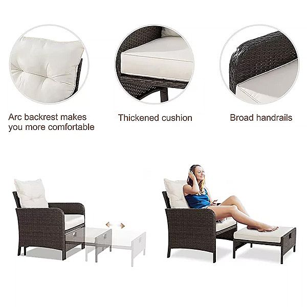 Ensemble de chaise longue en rotin 5 pièces en gros - 10C02L