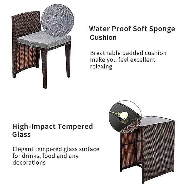 Ensemble de meubles de patio extérieur en osier de 3 pièces, offre spéciale - 10C02O