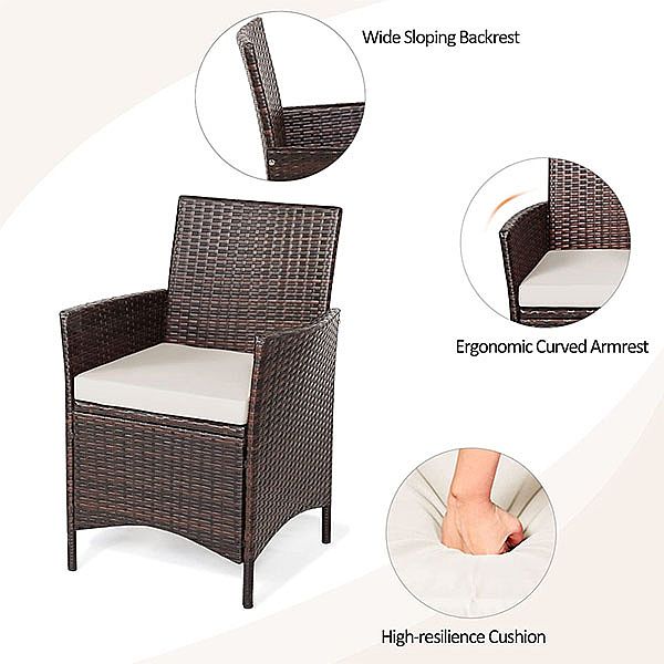 3 Piece Rattan Outdoor Garden Furniture Set Wicker Bar Table - 10C02S