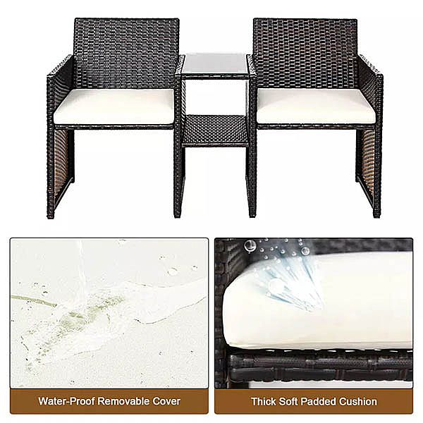 Ensemble de meubles de jardin en rotin d'une pièce Canapé 2 places - 10C02T