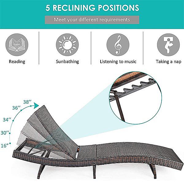 Chaise longue en rotin pour bain de soleil à l'extérieur - 10C02V