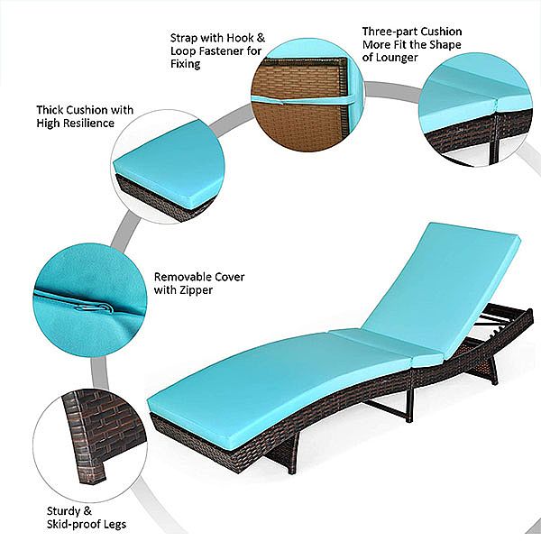 Chaise longue en rotin pour bain de soleil à l'extérieur - 10C02V