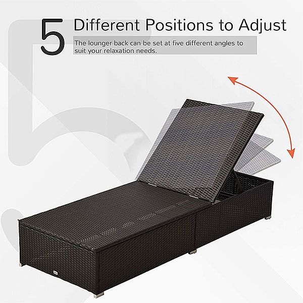 Ensemble de chaises longues en osier à dossier réglable pour piscine extérieure - 10C02W