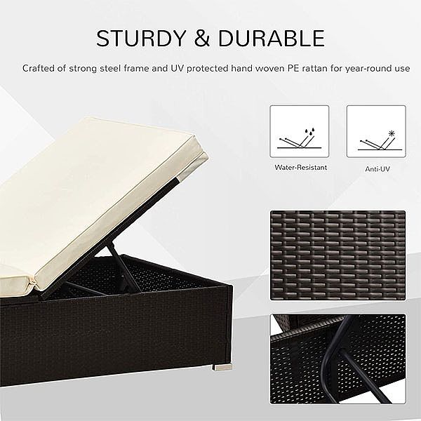 Ensemble de chaises longues en osier à dossier réglable pour piscine extérieure - 10C02W