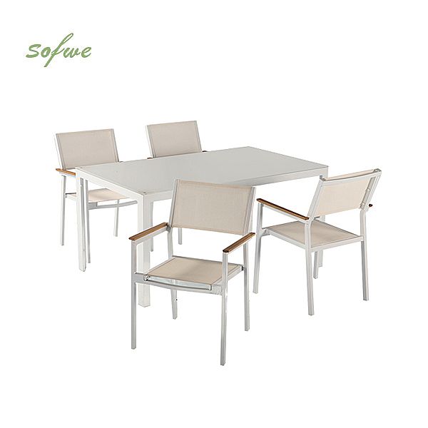 Ensemble table et chaises de salle à manger 5 pièces en textilène pour l'extérieur - 11D01C