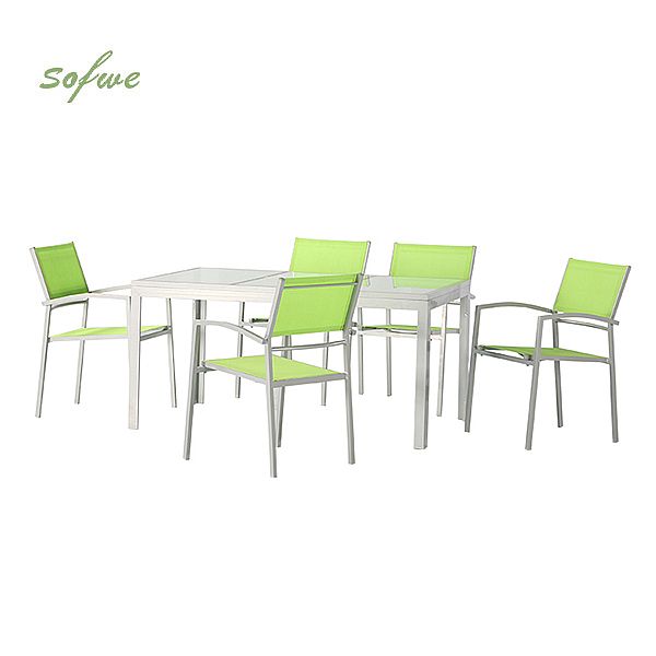 Ensemble de salle à manger d'extérieur 6 pièces en aluminium vert - 11D01D