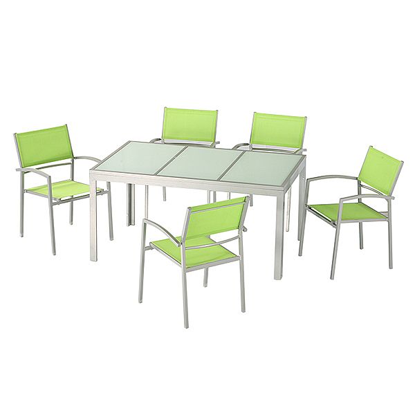 Ensemble de salle à manger d'extérieur 6 pièces en aluminium vert - 11D01D