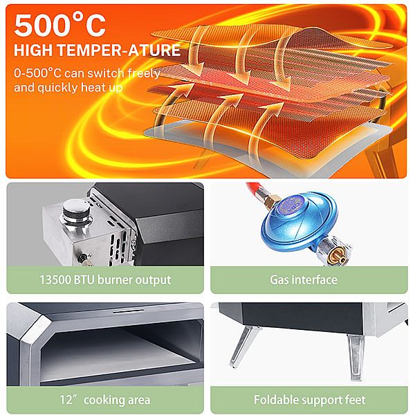 Four à pizza à gaz de jardin portable - 11H01E