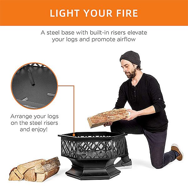 Vente en gros de foyer de patio en forme d'hexagone de 24 pouces - 10H01K