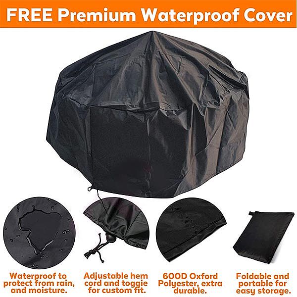 Ensemble de foyer extérieur rond à bois - 10H01N