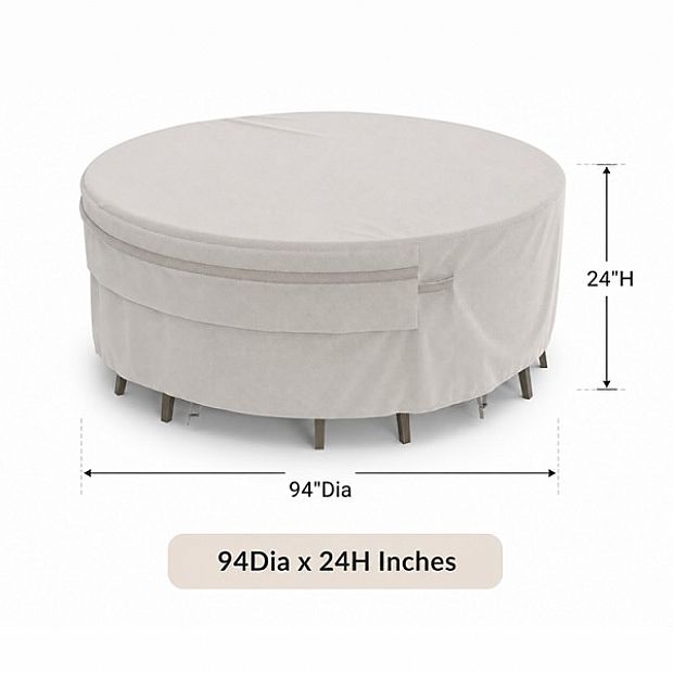 Housses de table à manger rondes de 94 pouces avec aération et fourniture d'usine - 90A38A