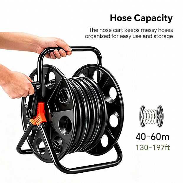 Support de tuyau d’arrosage en gros de 40 à 60 m avec manivelle pliable - 10Z01B