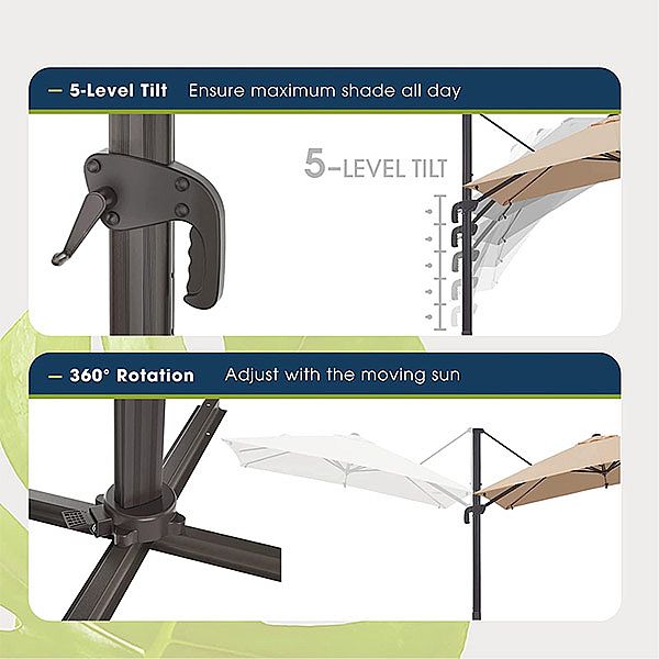 Commerce de gros de taille LuxuBig Parapluie extérieur Patio Parasol Parapluie en porte-à-faux - 11U01A