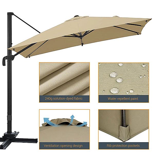 Commerce de gros de taille LuxuBig Parapluie extérieur Patio Parasol Parapluie en porte-à-faux - 11U01A