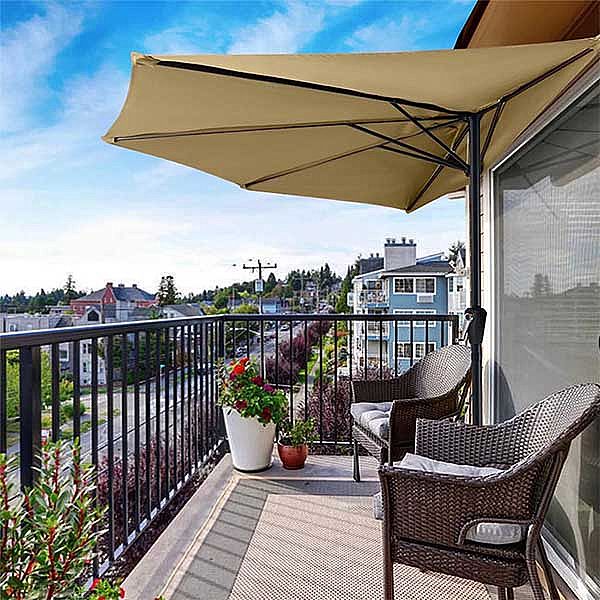 Patio demi-parapluie extérieur balcon demi-rond parapluie en gros - 12U01Q